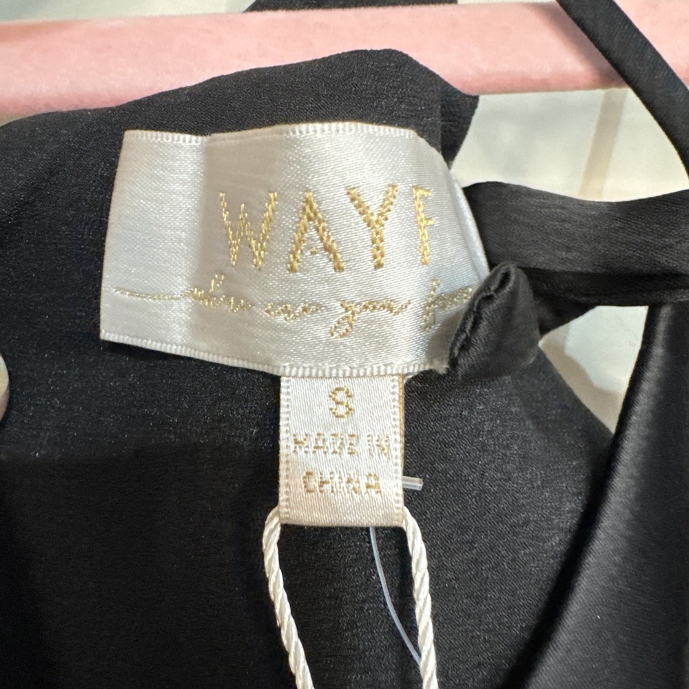WAYF Womens Araceli Halter Strap Satin Slipdress Size Small Nwt Black #148 - Picture 12 of 16
